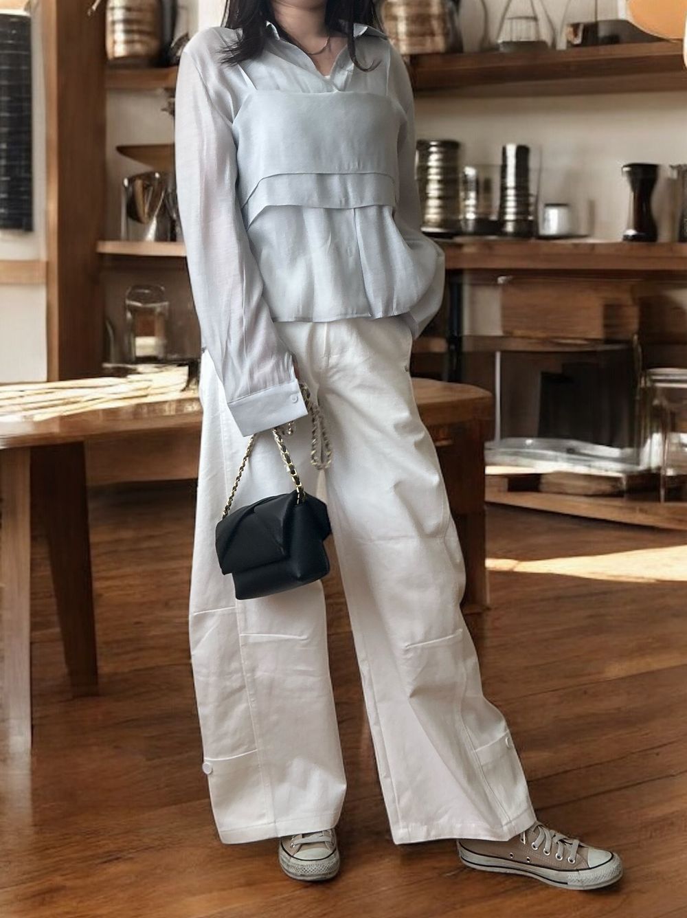 Bustier layered シアーシャツ