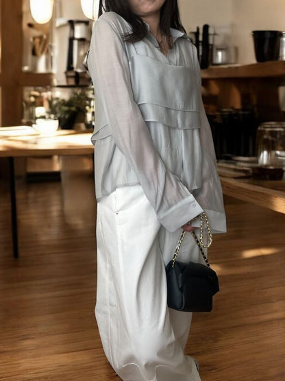 Bustier layered シアーシャツ