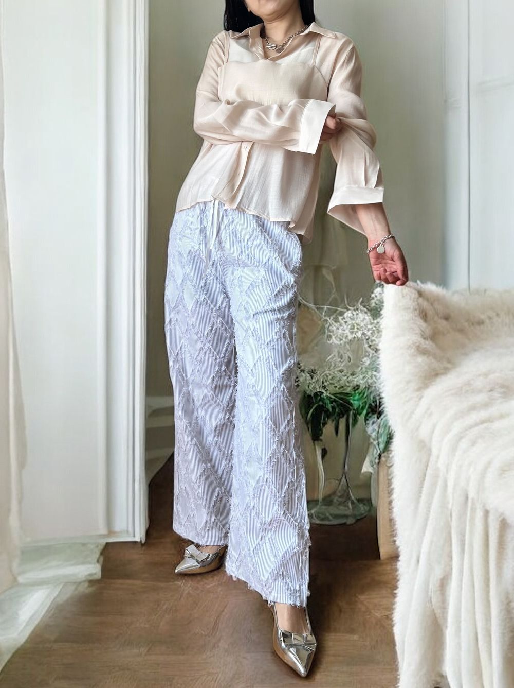 Bustier layered シアーシャツ