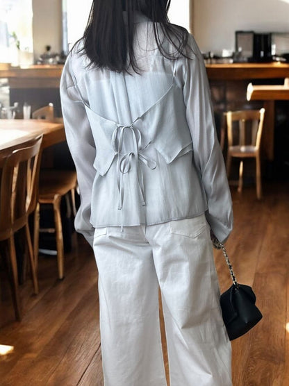 Bustier layered シアーシャツ