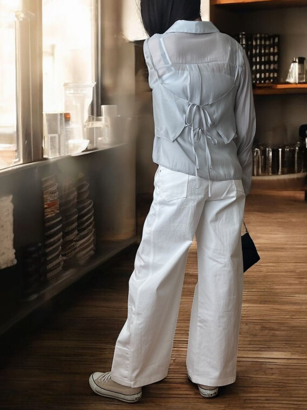 Bustier layered シアーシャツ