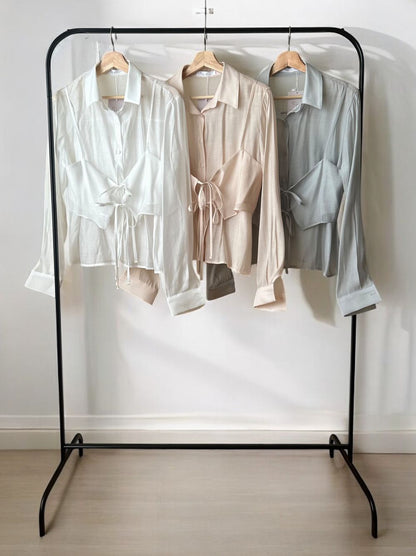 Bustier layered シアーシャツ