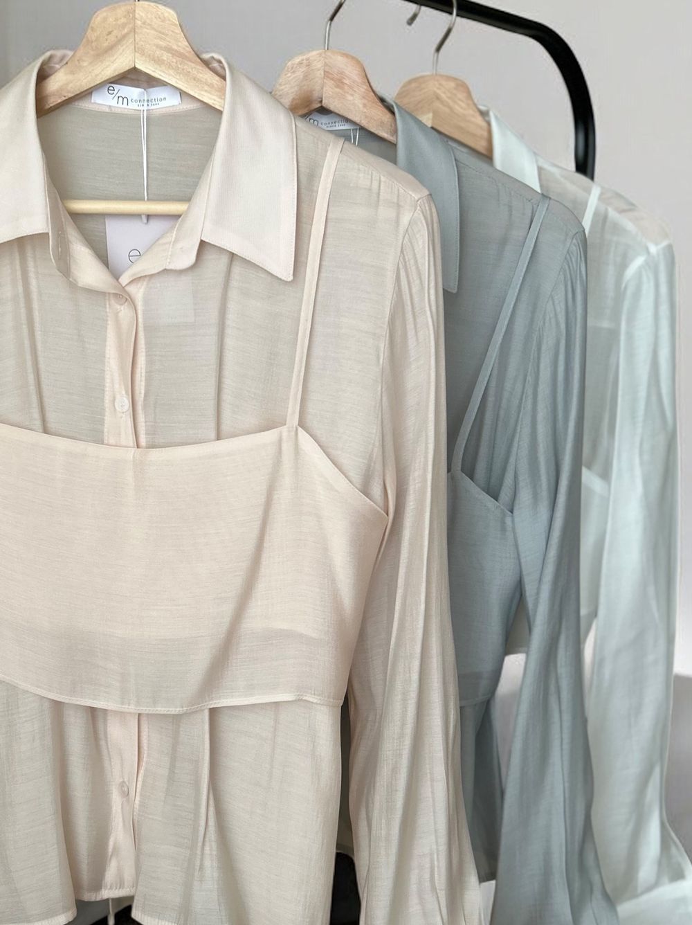 Bustier layered シアーシャツ