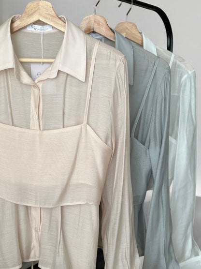 Bustier layered シアーシャツ