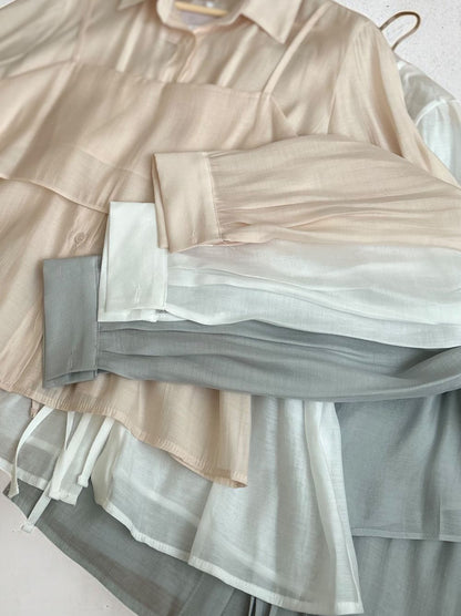 Bustier layered シアーシャツ