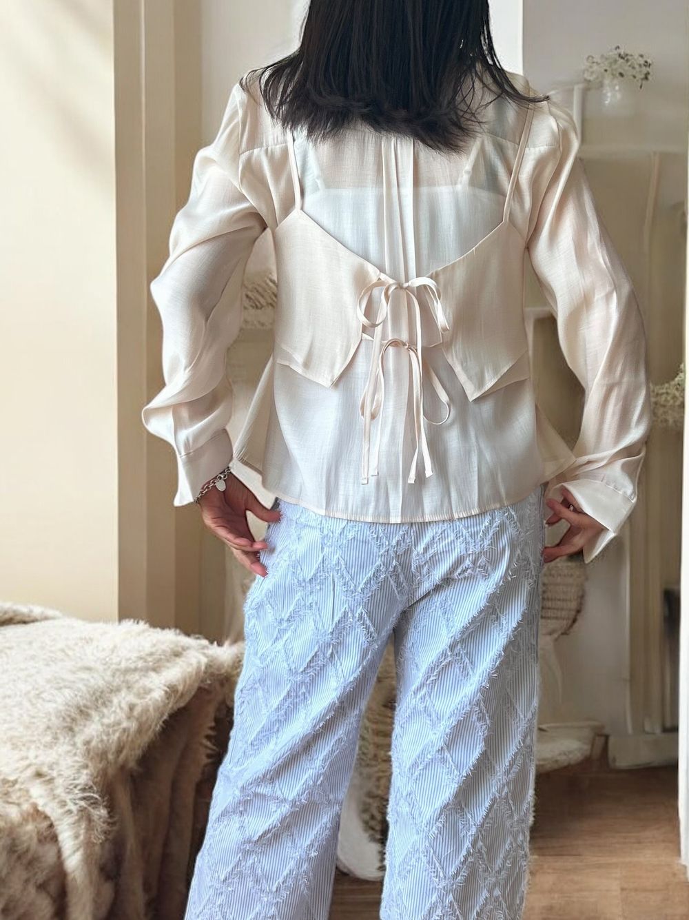 Bustier layered シアーシャツ