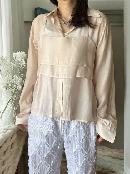 Bustier layered シアーシャツ