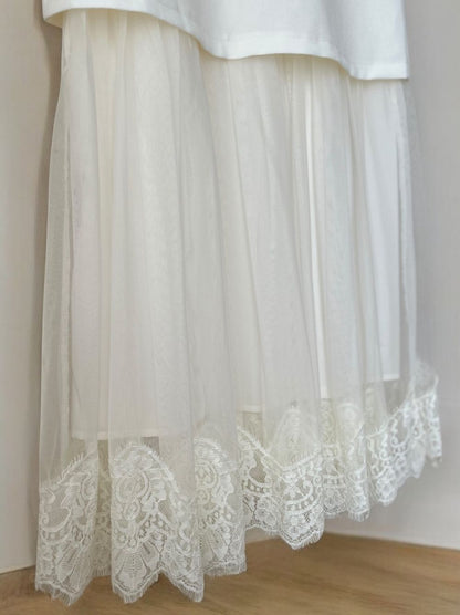 Lace layered ドッキングキャミワンピース