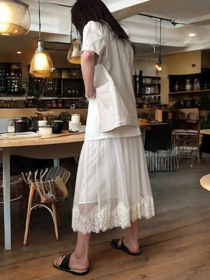 Lace layered ドッキングキャミワンピース