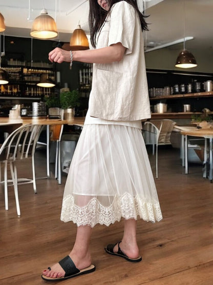 Lace layered ドッキングキャミワンピース