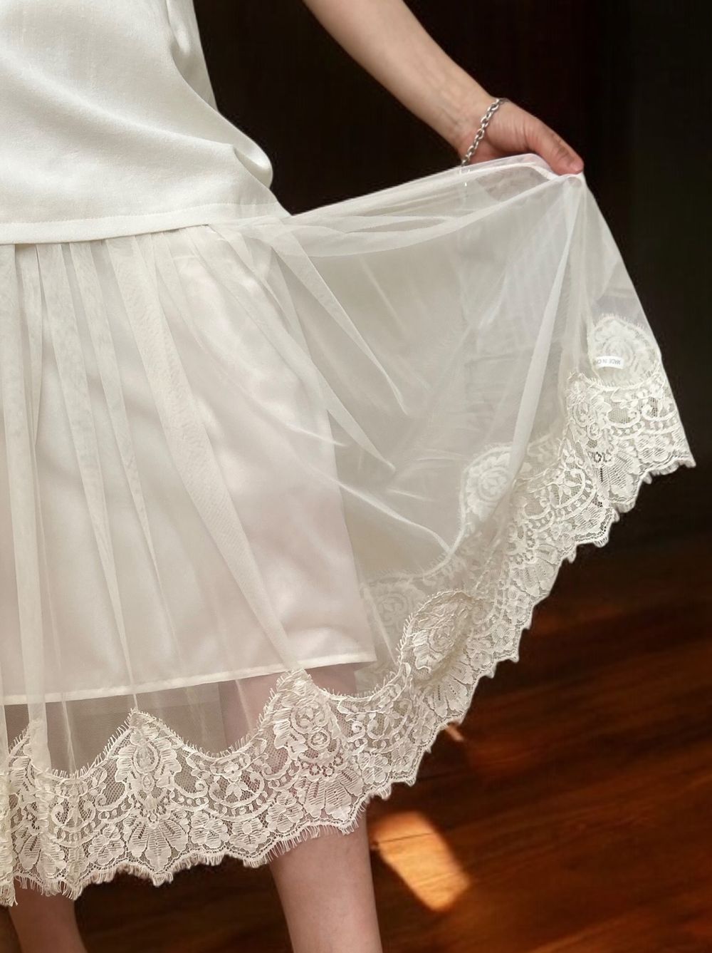 Lace layered ドッキングキャミワンピース