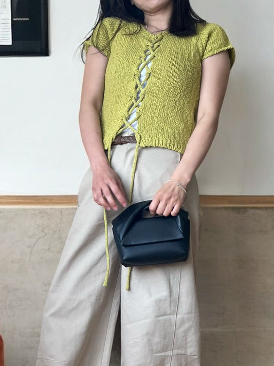 Premium cotton 2WAYレースアップニット