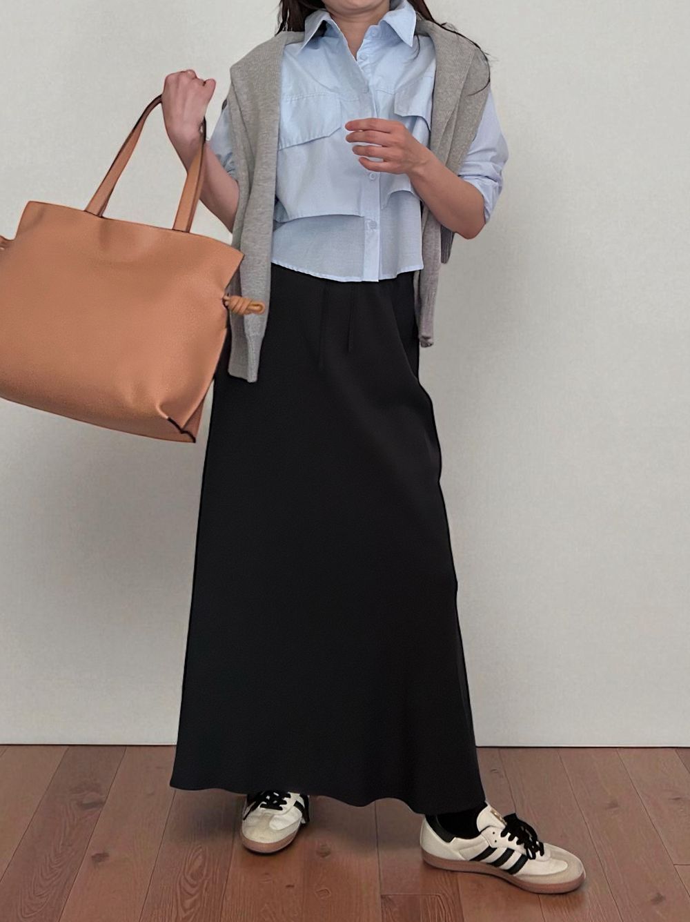 Croped レイヤードコットンシャツ