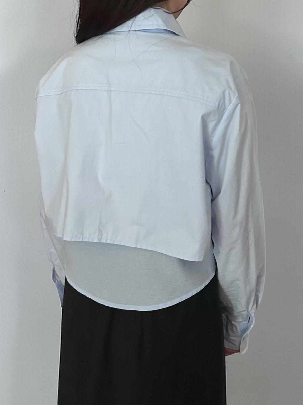 Croped レイヤードコットンシャツ