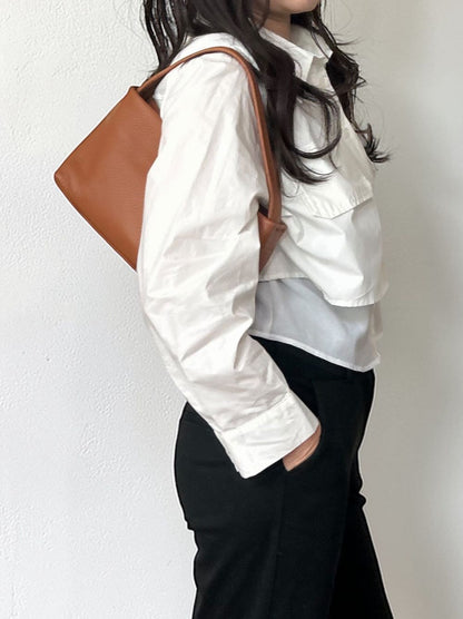 Croped レイヤードコットンシャツ