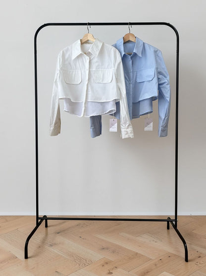 Croped レイヤードコットンシャツ