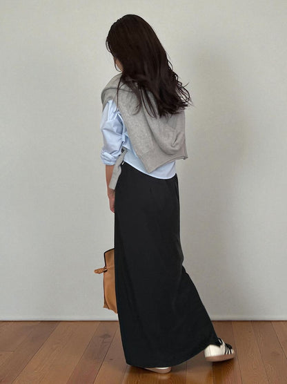 Croped レイヤードコットンシャツ