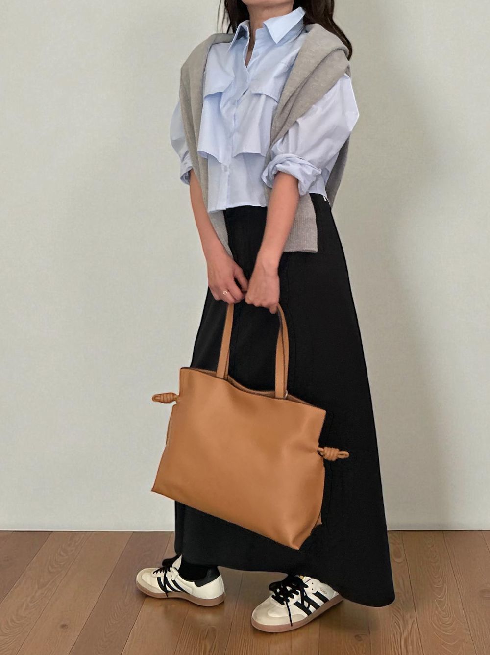 Croped レイヤードコットンシャツ