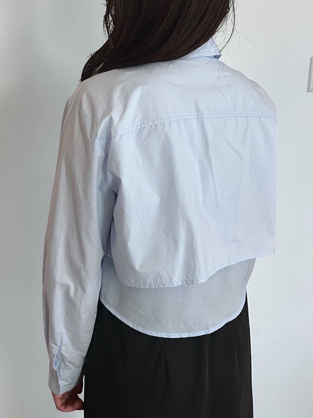 Croped レイヤードコットンシャツ