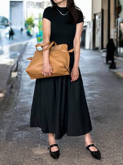 Back open リブニットドッキングワンピース