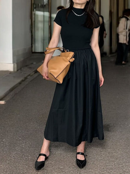 Back open リブニットドッキングワンピース