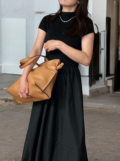 Back open リブニットドッキングワンピース