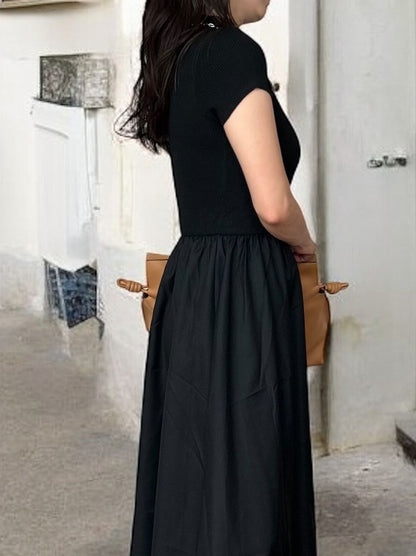 Back open リブニットドッキングワンピース