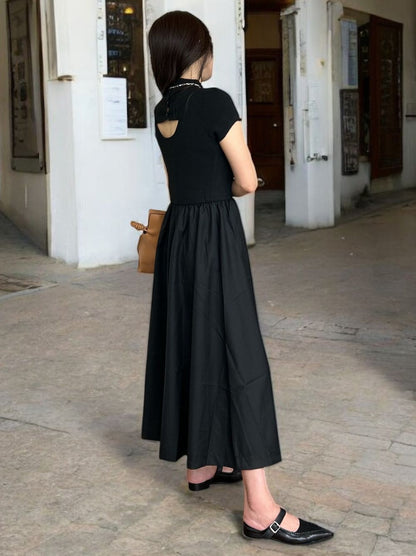 Back open リブニットドッキングワンピース