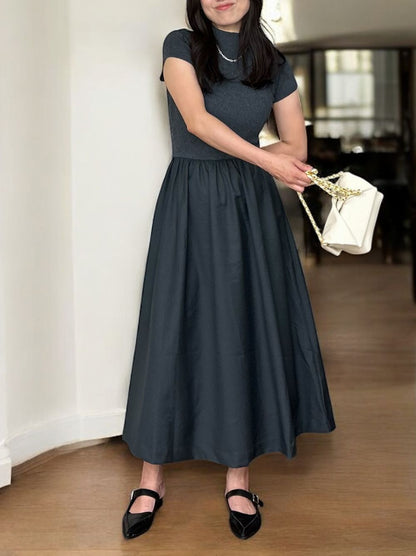 Back open リブニットドッキングワンピース