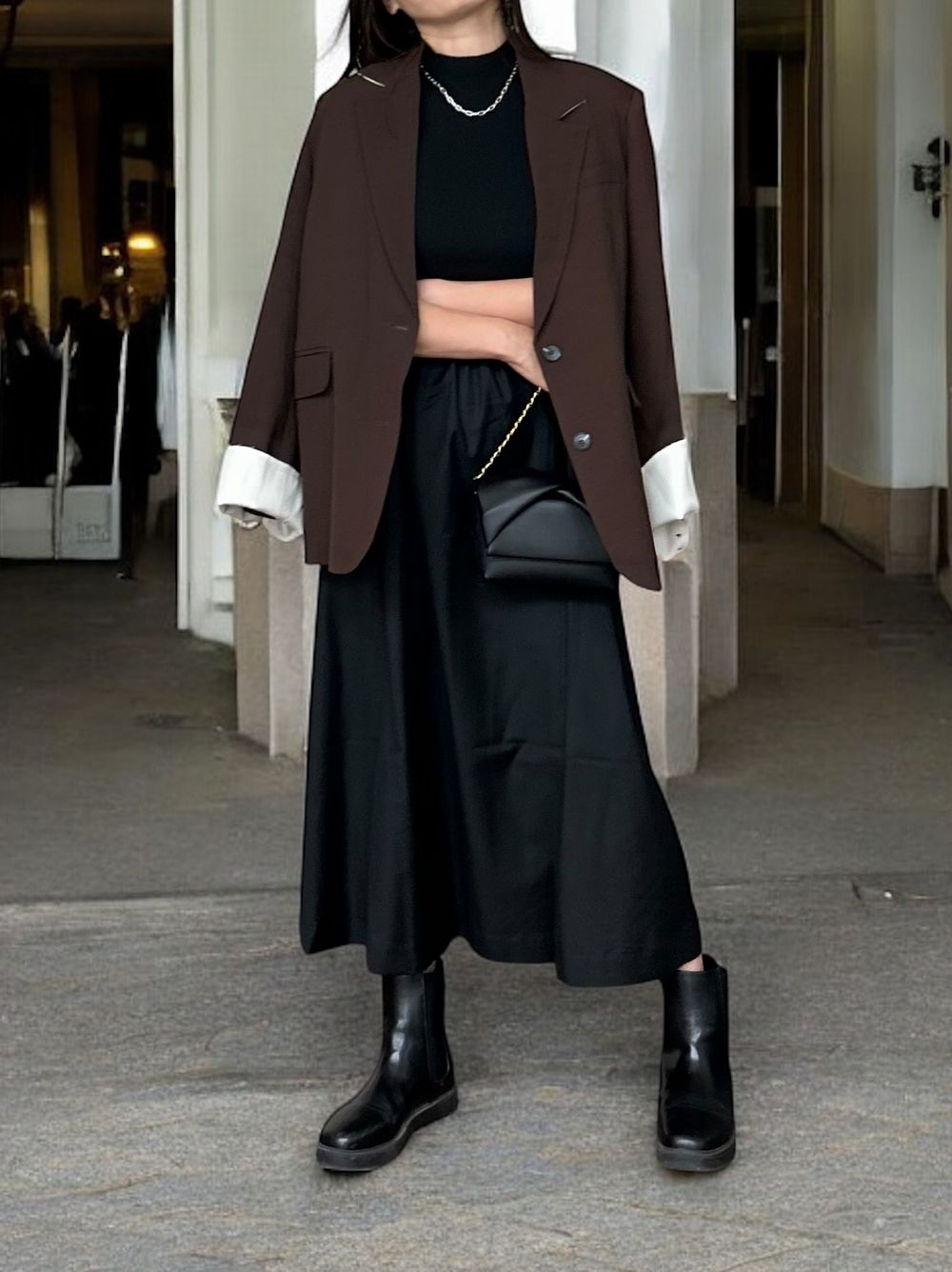 Back open リブニットドッキングワンピース