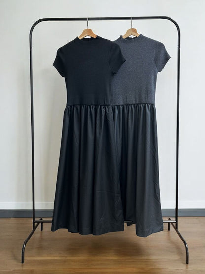 Back open リブニットドッキングワンピース