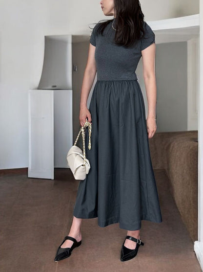 Back open リブニットドッキングワンピース