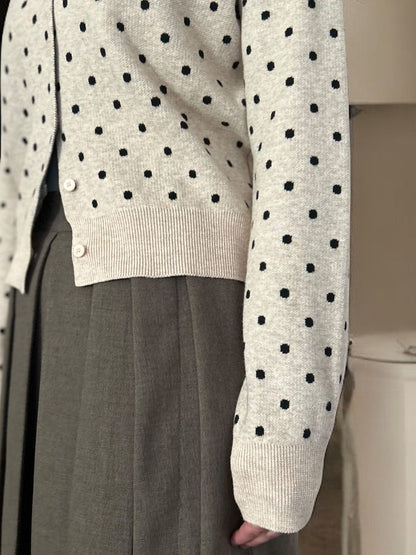 Cashmere blend ドットクルーネックカーディガン