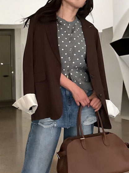 Cashmere blend ドットクルーネックカーディガン