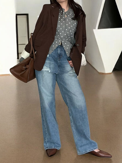 Cashmere blend ドットクルーネックカーディガン