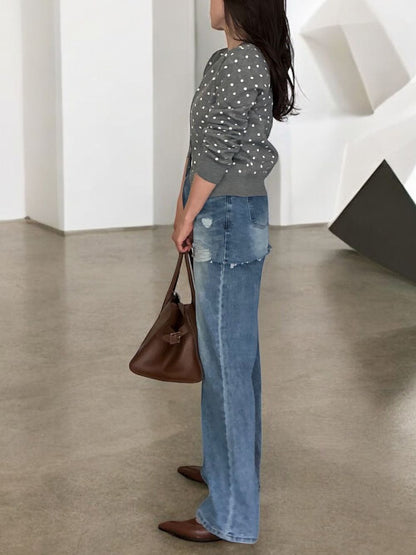 Cashmere blend ドットクルーネックカーディガン