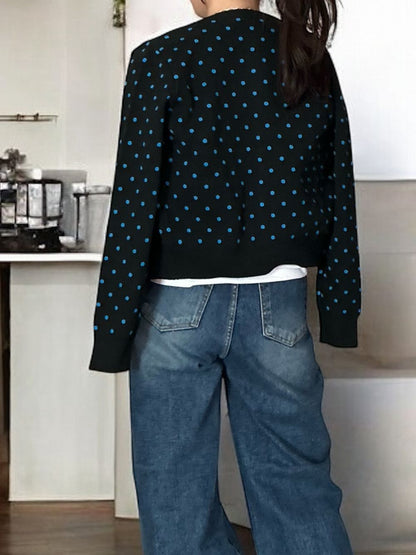 Cashmere blend ドットクルーネックカーディガン