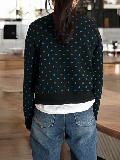 Cashmere blend ドットクルーネックカーディガン