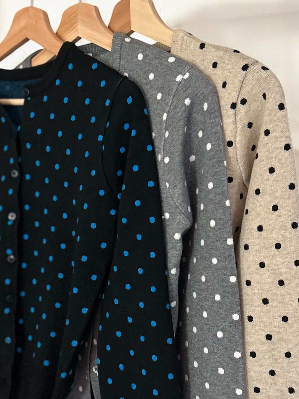 Cashmere blend ドットクルーネックカーディガン