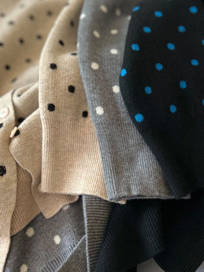 Cashmere blend ドットクルーネックカーディガン