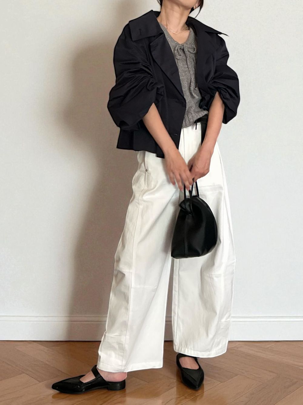 Volume balloon sleeveストームカラージャケット