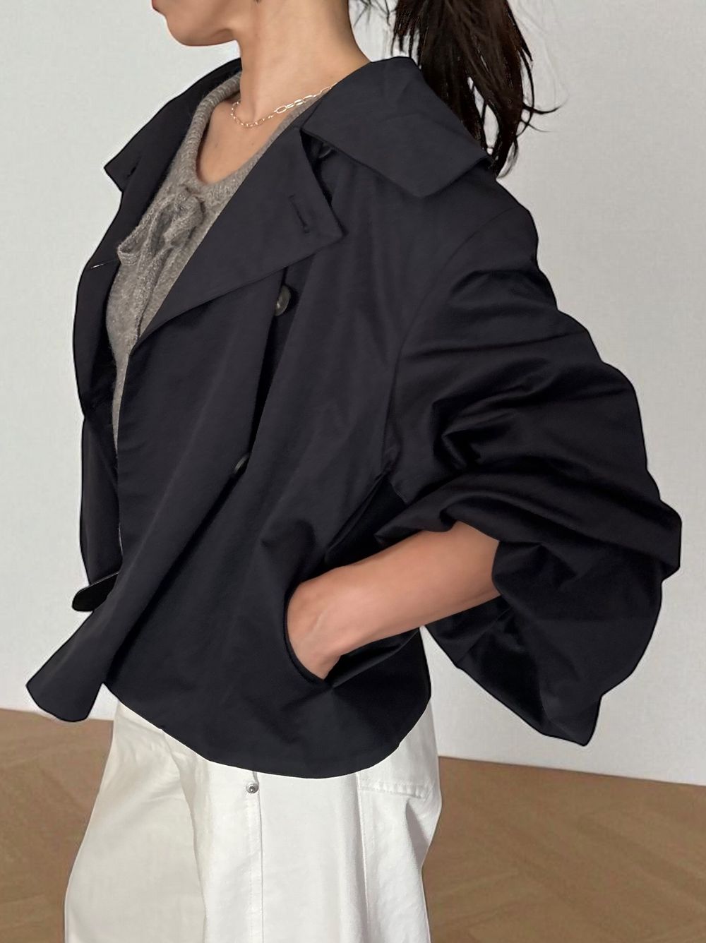 Volume balloon sleeveストームカラージャケット