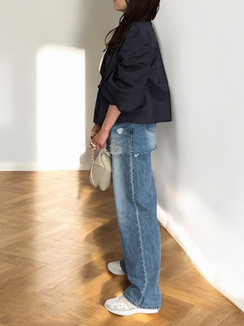 Volume balloon sleeveストームカラージャケット