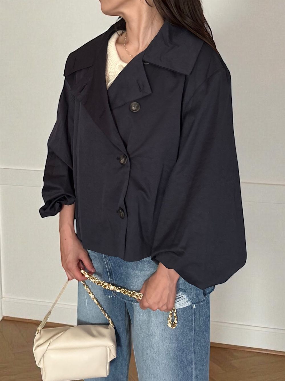 Volume balloon sleeveストームカラージャケット