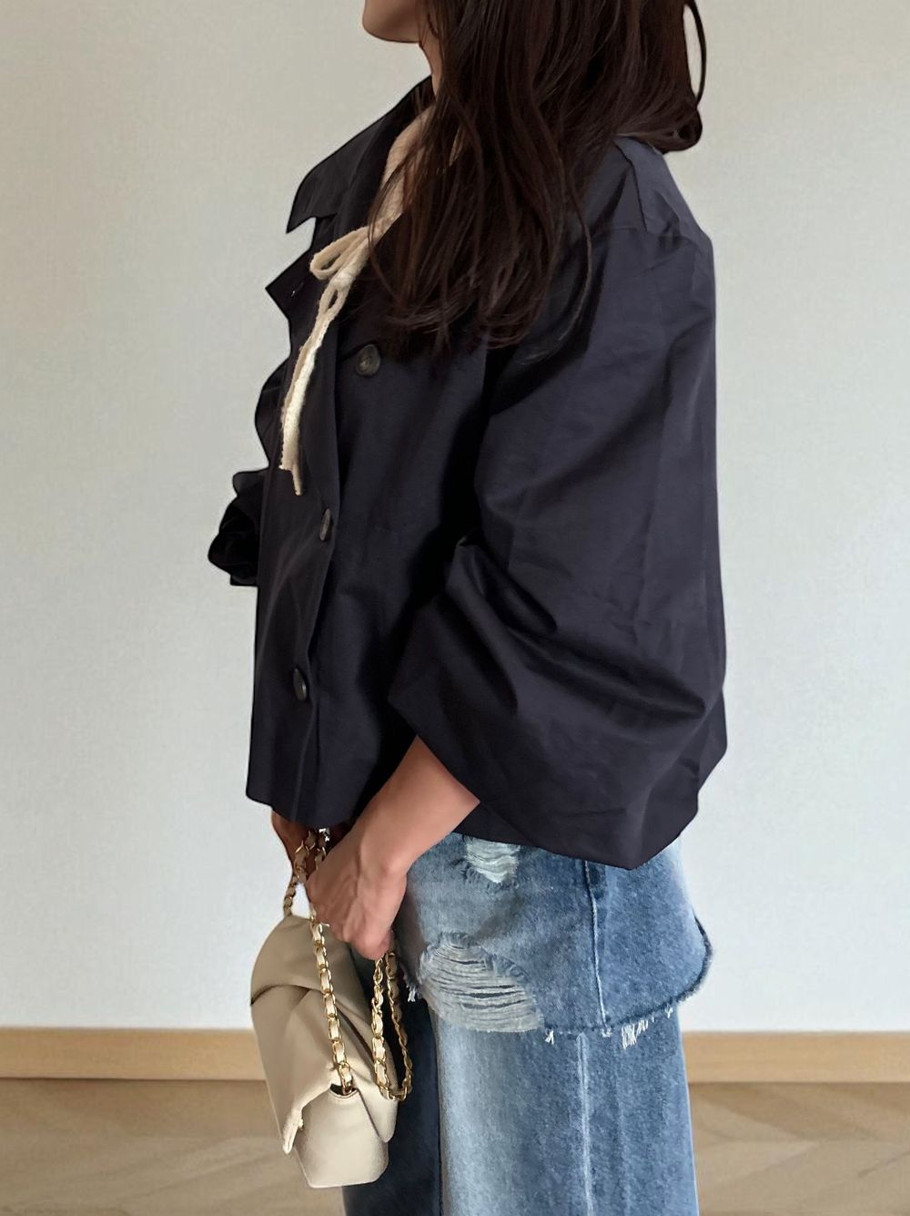 Volume balloon sleeveストームカラージャケット