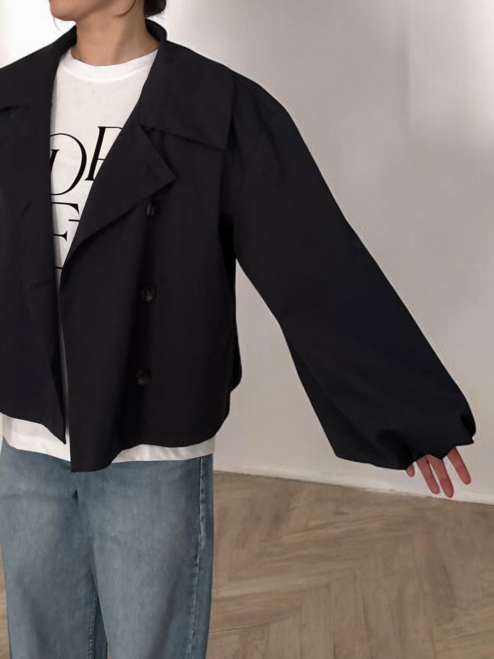 Volume balloon sleeveストームカラージャケット