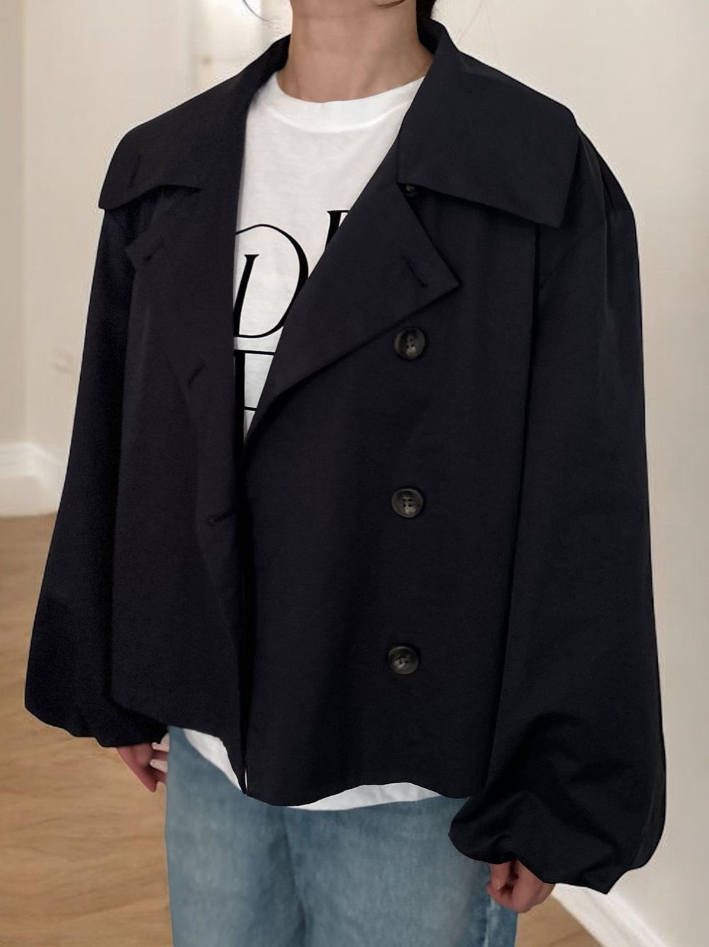 Volume balloon sleeveストームカラージャケット