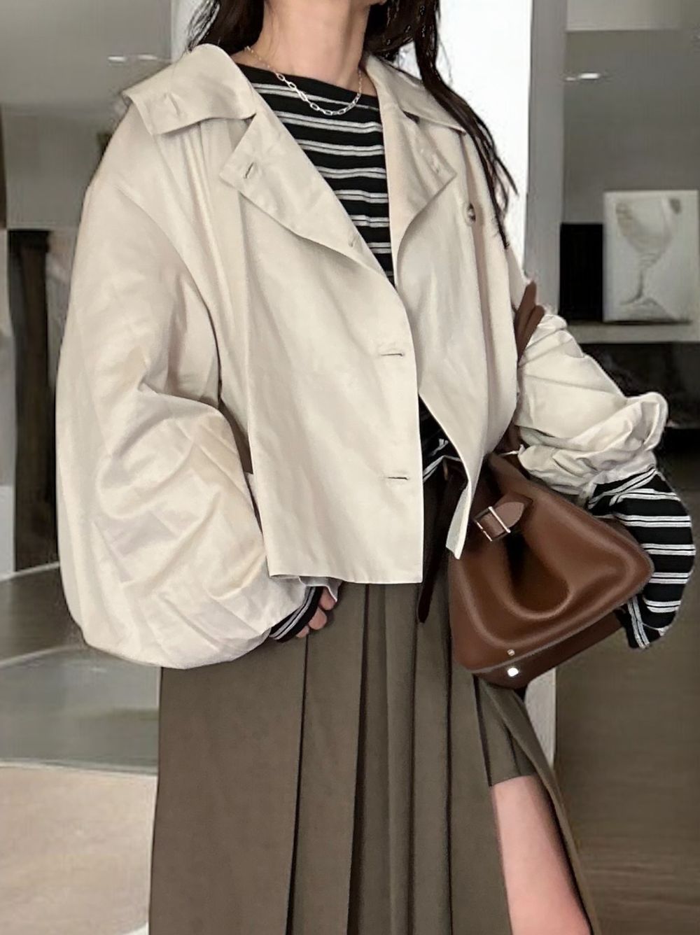 Volume balloon sleeveストームカラージャケット