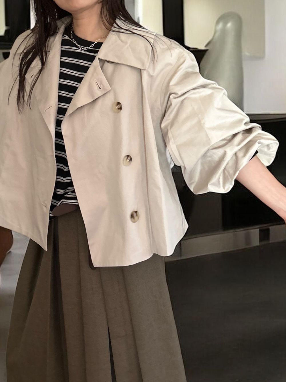 Volume balloon sleeveストームカラージャケット