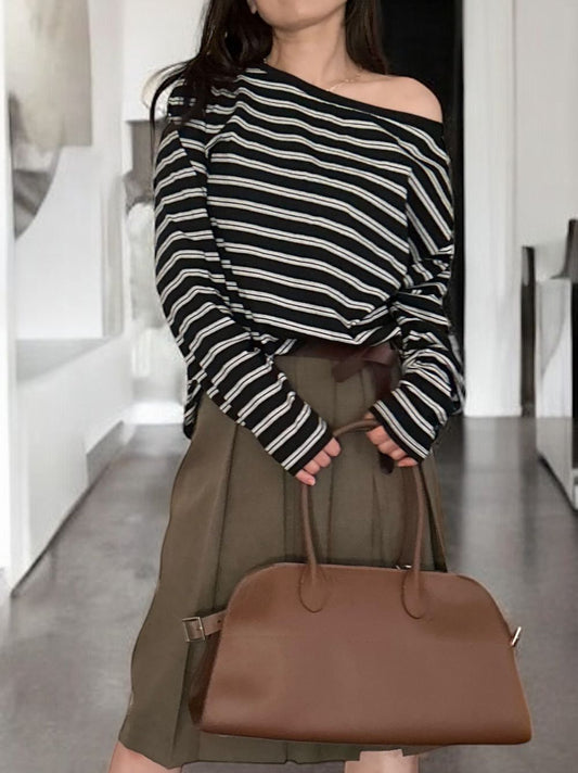 Low cut boat neck ボーダーカットソー